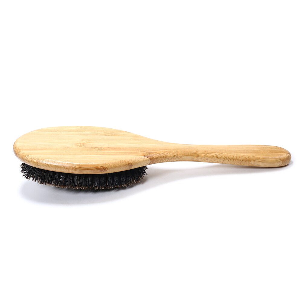 Bamboo Pig Bristle Hair Massage Brush with Cushion